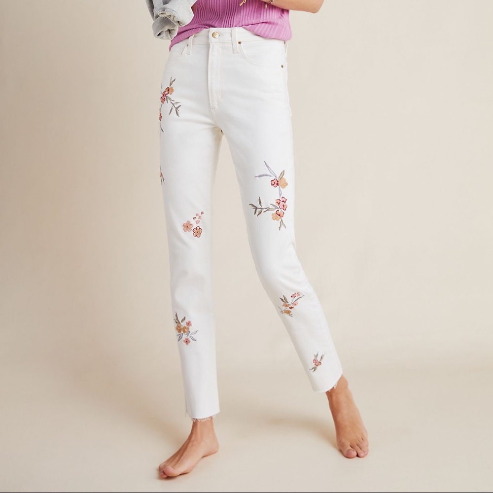 Joe's Jeans Luna Ultra High-Rise Embroidered Floral Skinny Ankle Jean 32
